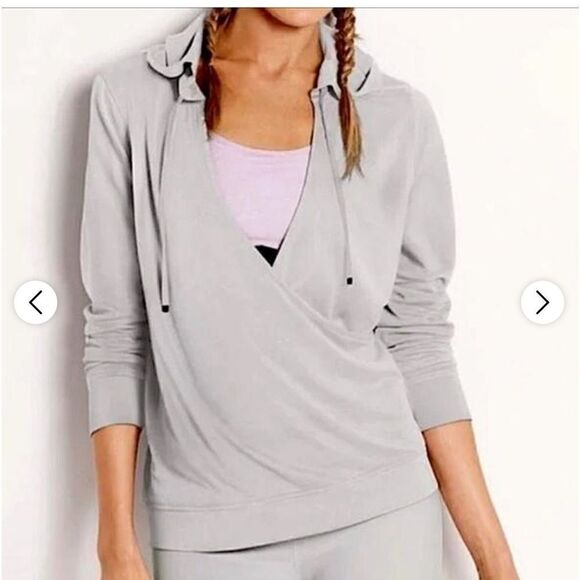 Victoria Secret Sport Hooded Long Sleeves Wrap Style Top.Size M - Picture 4 of 15